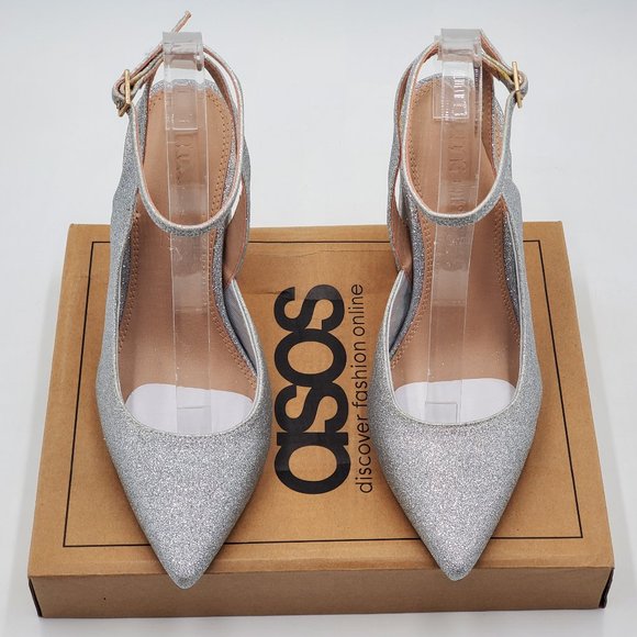 ASOS Silver Glitter Block Heels - NWOT - Picture 7 of 16